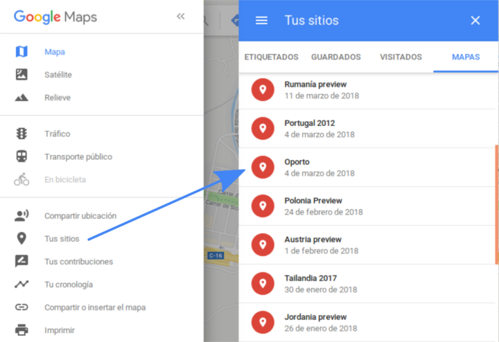 Como abrir My Maps desde Google Maps